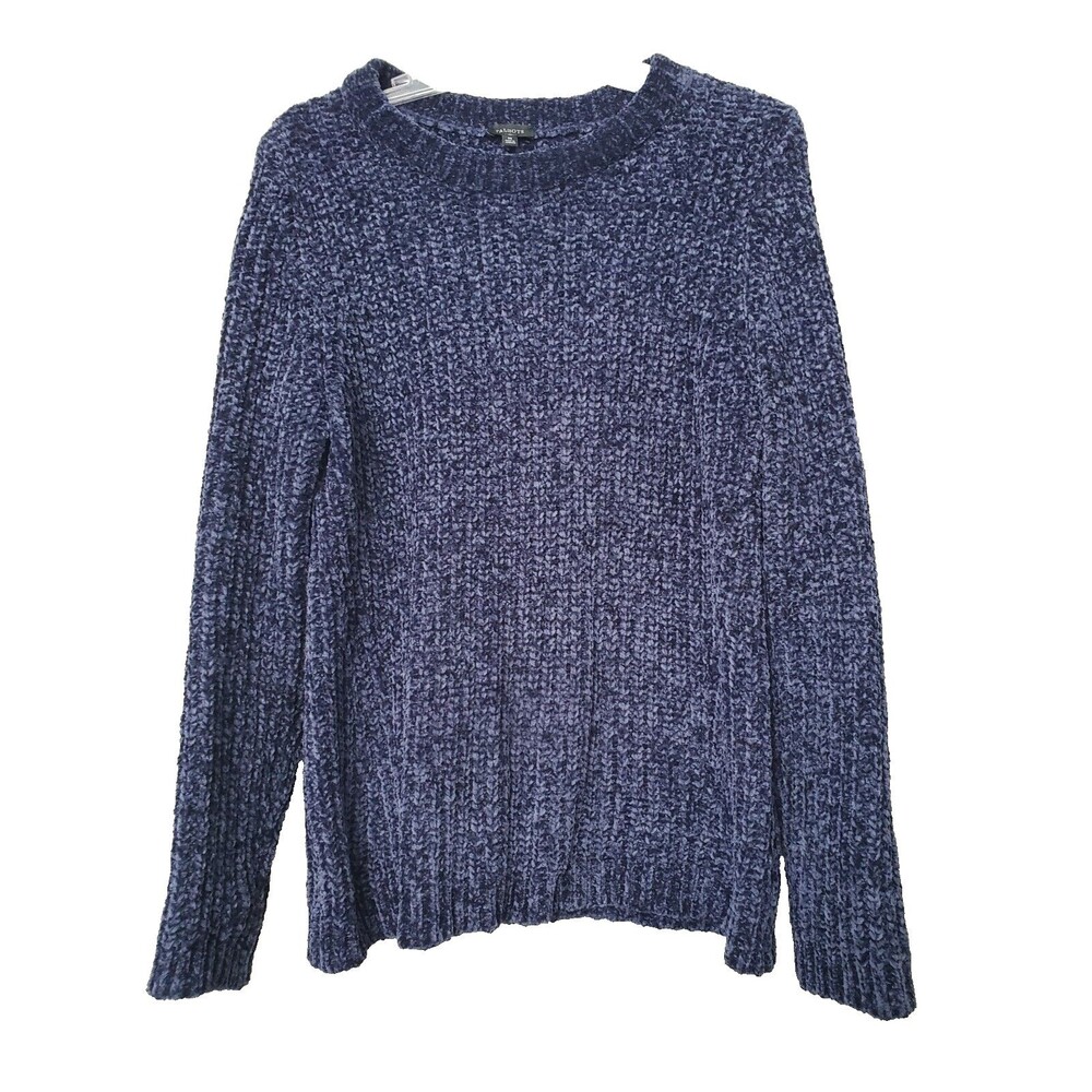 Talbots Blue Chenille Crew Neck Long Sleeve Sweater Size Medium